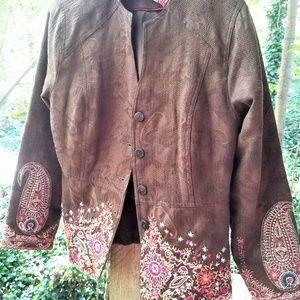 Coldwater Creek Brown Paisley Blazer Brown Magenta